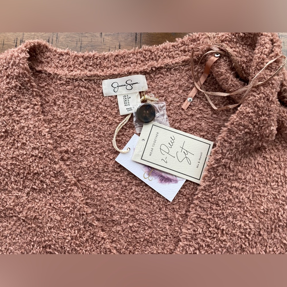 •NWT•Jessica Simpson Cropped Button Teddy Sweater Cardigan - Picture 7 of 9